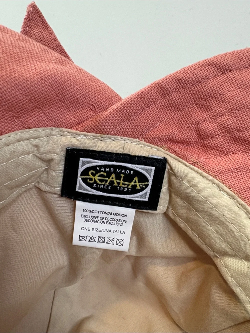 Scala Collection Ohana Cotton Facesaver Hat with Bow Salmon Pink Structured Brim